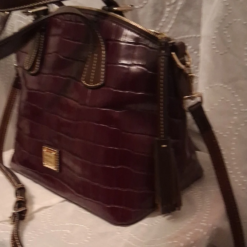 Dooney & Bourke Dark Brown Crocodile-Embossed Shoulder Bag - Picture 5 of 7